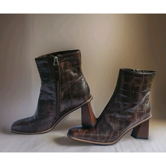 MOTIMODEN Shoes - MOTIMODEN Womens Booties Low Mid Heel Ankle Boots Square Toe Chunky Short Size 9